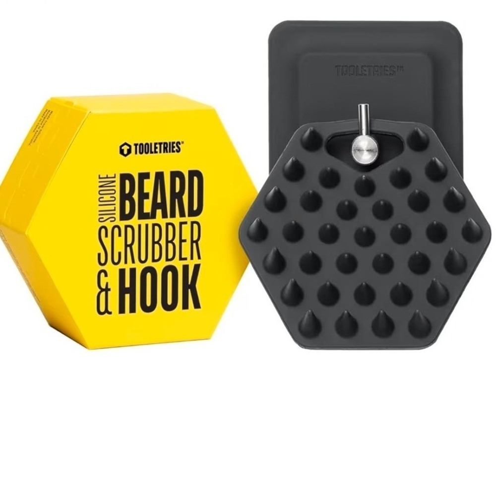TOOLETRIES Premium Silicone Beard Scrubber & Hook Men Charcoal Antimicrobial